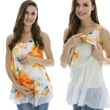 SAGACE, топы с цветочным принтом для беременных, блузка, одежда, топы на бретелях, футболка для грудного вскармливания, женская футболка без рукавов, Одежда для беременных 2024 - купить недорого