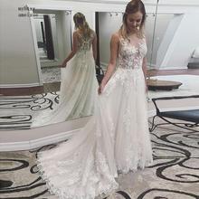 Sexy Vestidos De Novia Beach Wedding Dresses 2020 Tulle With Appliques A Line Boho Bride Dress Spitze Bohemian Robe De Mariee 2024 - buy cheap