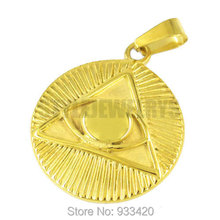 Wholesale Gold Universal Eye Masonic Pendant Stainless Steel Jewelry Sunshine Freemasonry Biker Mens Women Pendant SWP0319GB 2024 - buy cheap