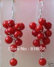 Free shipping @@Red Coral Beads Drop Jewelry Earrings 2024 - buy cheap