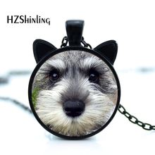 CN-00756 2017 nova miniatura schnauzer colar pequeno cão pingente de vidro jóias redonda imagem colar hz2 2024 - compre barato