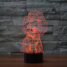 CANICHE Dog-lámpara de mesa con moldura 3D para niños, luz LED de noche con USB, 7 colores cambiantes, iluminación para dormir, decoración para dormitorio, regalos para niños 2024 - compra barato