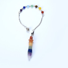 Cadena de cuentas de 7 Chakras de colores del Arcoíris Natural, amuleto de Reiki de cristal, péndulo, adivinación, curación, joyería, amuleto 2024 - compra barato