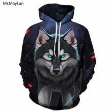 Mr.MayLan 3D Hoodies Wolf Printed Sweatshirts Men Women Pullover Unisex Black Tracksuits Casual Outwear Plus Size 5XL Jackets 2024 - buy cheap