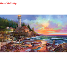 5D Diy Diamond Painting Cross Stitch full Square Diamond Embroidery Seaside lighthouse picture for room Decor H1238 2024 - buy cheap