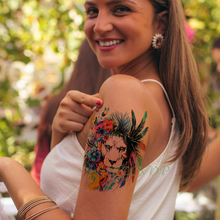 Tatuagem falsa temporária com flor de tigre, adesivo de tatuagem flash para braços, pernas, arte corporal para homens e mulheres 2024 - compre barato