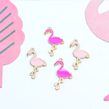 Decor Gift 10pcs Wedding Birtday Party  Gold-tone Alloy Bracelet Pendant Charms Pendant  Animal Flamingo Pink Rosered 2024 - buy cheap