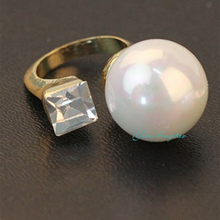 pronuvel New Free Size White Simulated Pearl Rings Bling Bling Girl's Ring Fashion Jewelry For Gift AJD098 2024 - buy cheap