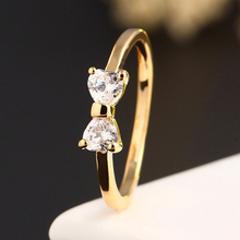 New Arrival Crystal Gold Color Rings Finger Bow Ring Wedding Engagement Cubic Zirconia Rings For Women Jewelry Accessaries Gift 2024 - buy cheap