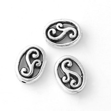 DoreenBeds Zinc Based Alloy Spacer Beads Oval Silver Color Hollow DIY Beads 13mm x 10mm( 3/8"), Hole: Approx 1.7mm, 10 PCs 2024 - buy cheap
