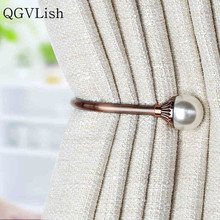 QGVLish 2Pcs Pearl Beads U Shape Curtain Hooks Holdback Curtain Accessories Hat Tieback Hanger Strap Tassel Brush Holder Hook 2024 - buy cheap