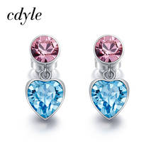 Женские трендовые серьги-гвоздики Cdyle, украшенные кристаллами, серьги в форме сердца, модные австрийские стразы в подарок 2024 - купить недорого