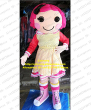 Sweet Pink Lalaloopsy Mascot Costume Mascotte Little Girl Lassock Adult With Pink Hairs Small Black Bowknot No.1851 Free Ship 2024 - buy cheap