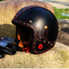 3/4 Open Face Helmet New Synthetic Leather Motorcycle Helmet Retro Vintage Cruiser Chopper Scooter Cafe Racer Moto Helmet 2024 - buy cheap