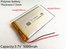 1pcs 3.7V 5000mAh Lithium Polymer LiPo Rechargeable Battery cells For Power bank PSP mobile phone PAD protable tablet PC 755590 2024 - buy cheap