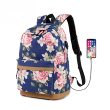Mochila com carregamento usb para laptop, mochila escolar feminina para adolescentes com estampa, mochila para estudantes de faculdade 2024 - compre barato