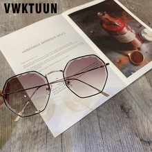 VWKTUUN-gafas de sol sin montura para mujer, lentes de gran tamaño, montura de Metal, UV400, lentes transparentes para conducir 2024 - compra barato