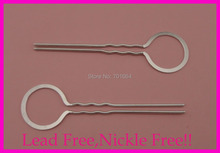 10PCS 11.0cm 4.35" Silver Finish plain Metal Hair Forks sticks with Circle for ponytail nickle free lead free,Bargain for Bulk 2024 - купить недорого