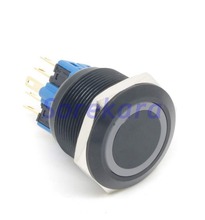 Interruptor de pulsador con anillo LED zn-al para coche, pulsador de Color blanco momentáneo 2NO 2NC, revestimiento negro para Auto IP65 UL 6V/12V/24V/110V/220V, 25mm 2024 - compra barato