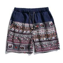 Oriental mens clothing vintage floral print summer men short pants cotton male linen pants for travel beach sea shorts  TA132 2024 - buy cheap