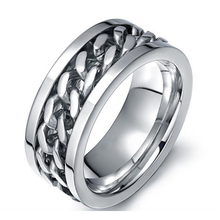 Модное кольцо 8 мм крутое черное стандартное кольцо для мужчин и женщин кольца из нержавеющей стали с вращающимися звеньями в стиле панк ювелирные изделия кольца 2024 - купить недорого