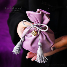 Cajas de dulces de boda púrpura de lujo bolsas de regalo con cuerdas etiquetas de terciopelo dulces bolsas cumpleaños boda bolsa de regalo suministros de embalaje 2024 - compra barato