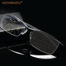 NOMANOV = Photochromic Grey Intelligence Progressive Multifocal Reading Glasses Bifocal Add +75 TO +3.5 Titanium Alloy Eyebrow 2024 - buy cheap