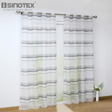 1 Pair Voile Yarn Dyed Curtain Tull Sheers Simple Stripe Decorative Grommet Window Treatment For Living Room Curtain Finished 2024 - buy cheap