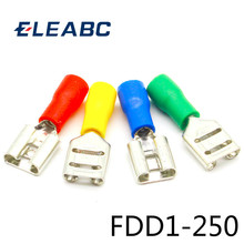 FDD1-250 Female Insulated Electrical Crimp Terminal for 22-16 AWG Connectors Cable Wire Connector 100PCS/Pack FDD1.25-250 FDD 2024 - buy cheap