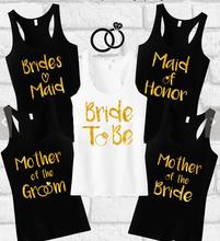 personalize glitter wedding Bride Squad tank tops singlets maid of honor tanks t shirts Bridesmaid gift bridal party favors 2024 - buy cheap