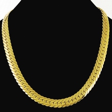 Cadena gruesa de espiga para hombre, collar de oro amarillo sólido, 24 "de largo 2024 - compra barato
