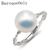 BaroqueOnly-anillo elegante de 100% auténtica para mujer, joyería de plata de ley 925 a la moda, Anillo de perlas de agua dulce 2024 - compra barato