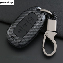 Carbon Fiber Silicone Car Key Case For Hyundai i30 Ix35 Solaris Azera Elantra Grandeur Ig Accent Santa Fe Verna 2017 2018 Cover 2024 - buy cheap