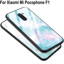 Роскошный чехол из закаленного стекла для Xiaomi Mi Pocophone F1, мягкий силиконовый чехол с жесткой задней крышкой для Mi Pocophone F1, чехол 2024 - купить недорого