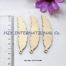 (20pcs/lot) 20mm x 82mm Hight quality Blank Natural Wooden Leaves Feather With Hole Rustic Favor Wood Earrings 3.2"-CT1212B 2024 - buy cheap