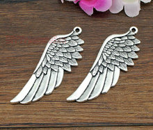 5 uds. Colgante de alas de Angel antiguo tibetano plata Hada de ángeles plumas alas colgantes encanto 59x22mm 2024 - compra barato