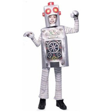 Children adult halloween party cosplay silver Robot costume clothes jumpsuits vest gloves and hat for kid men boy 2024 - buy cheap