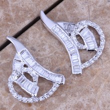Fashion Letter D White CZ Silver Plated Stud Earrings N1507 2024 - buy cheap