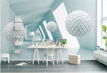 Papel de parede abstrato 3d, mural de construção com bola azul para sala de estar, quarto, mural de papel de parede, rolos de grânulos 2024 - compre barato