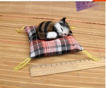 small cute simulation cat toy mini khaki sleeping cat doll car decorations gift doll about 10cm 2047 2024 - buy cheap