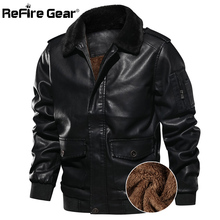Мужская кожаная куртка ReFire Gear, байкерская куртка из искусственной кожи с меховым воротником, европейский размер 2024 - купить недорого