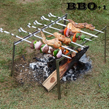 Stainless steel Charcoal Grill Barbecue Grill Rack set 6pcs BBQ Skewers Portable Outdoor Picnic Camping Grill Rack GSJZ2002 2024 - buy cheap