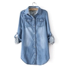 Новая весенняя/Осенняя Женская одежда, хлопковые рубашки, джинсовые рубашки, Ковбойские рубашки, одежда для беременных, потертые блузки, S-3XL, размер синий 2024 - купить недорого