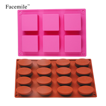 2pcs/set Square Oval Fondant Cake Silicone Soap Mould DIY Soap Mold Chocolate Bakeware Tools for Handmade Gift 2024 - buy cheap