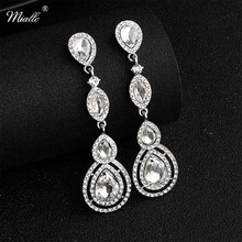 Miallo Fashion Silver Color Women Long Earrings Austrian Crystal Alloy Wedding Party Water Drop Earrings for Bride Bridesmaids 2024 - buy cheap