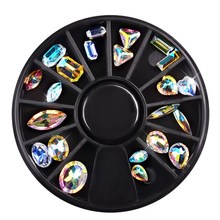 DIY Colorful Nail Charms Acrylic Crystal Rhinestones jewelry Nail Wheel UV Gel 3D nail art decorations Accessoires NRD122 2024 - buy cheap