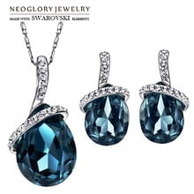 Neoglory Austria Rhinestone & Crystal Jewelry Set Exquisite Water Drop Style Alloy Plated Trendy Gift Brand Lady Party Classic 2024 - buy cheap