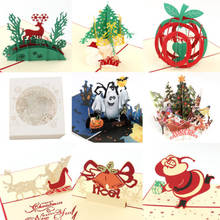 1pcs 3D Pop Up Greeting Cards With Envelope Laser Cut Post Card Christmas Halloween New Years Party Wedding Decoration For Xmas 2024 - buy cheap