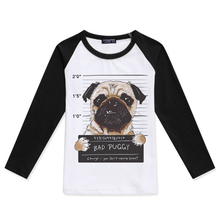 Funny Child T Shirts Baby Boys Raglan Long Sleeve Tops Tee Children Clothing Cotton Fashion Kid T-Shirt Prisoner Pug Dog Tshirts 2024 - buy cheap