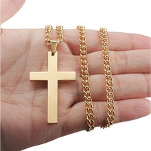 High Quality 1Pcs/lot Jewelry Men's Cross Necklaces For Women Men Stainless Steel Gold-Color Pendant Prayer Necklaces 2024 - buy cheap